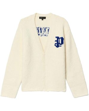 Purple Brand ロゴインターシャ カーディガン - ホワイト