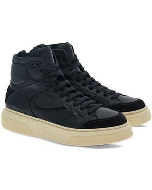 Ferragamo Logo-Debossed Hi-Top Trainers - Blue