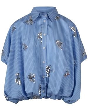Jovonna London Olyra Sequin Striped Top - Blue
