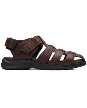 Clarks Walkford Fish Leather Sandals - White