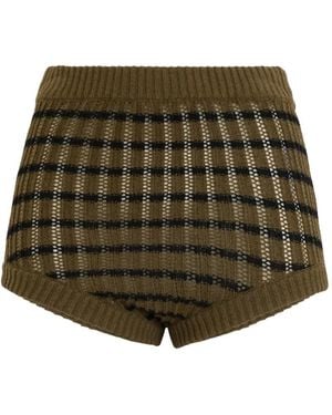RED Valentino Checked Knit Mini Shorts - Green