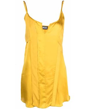DIESEL Paneled Satin Slip Dress - Yellow
