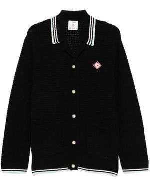 CASABLANCA Buttoned ribbed knit cardigan - Negro