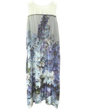 Anntian Floral-print tie-waist midi dress - Azul