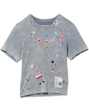 Maison Mihara Yasuhiro Kids Sticker Short-Sleeve Appliquéd T-Shirt - Grey
