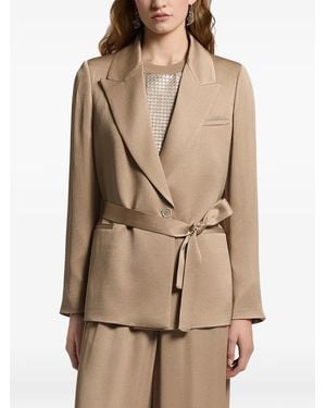 Peserico Satin Belted Blazer - Natural