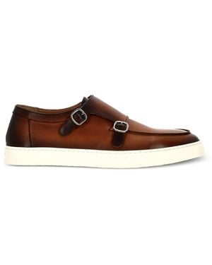 Doucal's Buckle Leather Monk Shoes - Brown