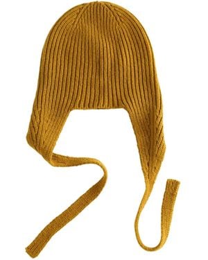 Margaret Howell Ribbed Tie Beanie Hat - Yellow