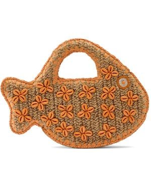 Simon Miller Puka Flower-Appliqué Fish Tote Bag - Brown