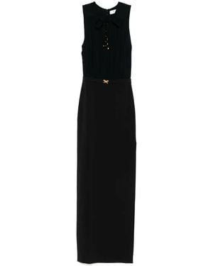 Elisabetta Franchi Lace-Up Crepe Maxi Dress - Black