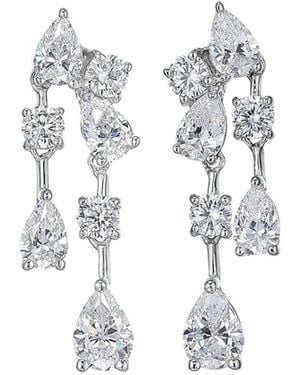 Anabela Chan 18Kt Mini Raindrop Diamond Earrings - White