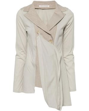 Yohji Yamamoto Notched-Lapels Asymmetric Blazer - White