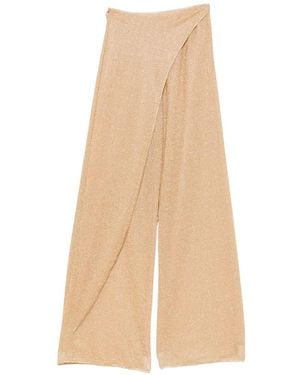 Oséree Lumiere Beads Pareo Wrap-Front Trousers - Natural