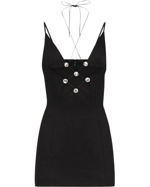 Area Cut Out Sleeveless Mini Dress - Black