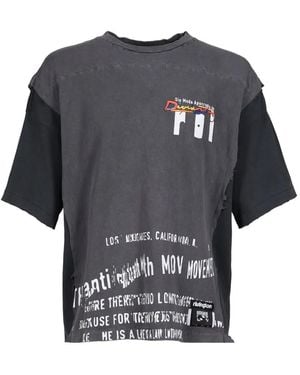 RIVINGTON roi Rebis Layered-Sleeve Graphic-Print T-Shirt - Blue