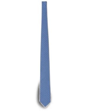 Ferragamo Gancini Floral-Print Tie - Blue