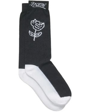 Marni Sokken Met Rozen-Jacquard - Zwart