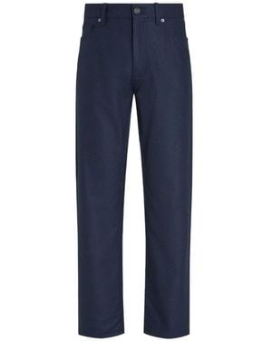 ZEGNA Pantalon À Fermeture Boutonnée - Blue