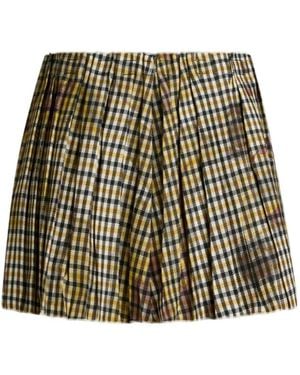 Etro Gingham Pleated Mini Skirt - Natural