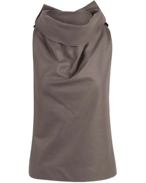 Issey Miyake Shell Draped Cowl-Neck Top - Brown