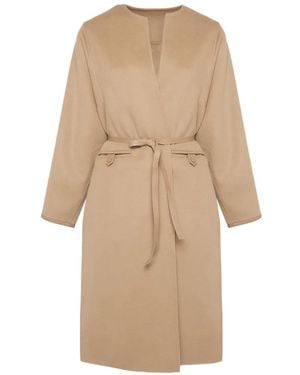 Yves Salomon Double-Sided Belted Coat - Natural
