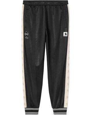 Carhartt Logo-Stripe Ribbed-Cuff Track Pants - Black