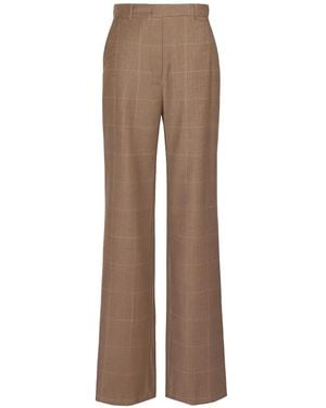 Max Mara Agile Checked Wool Trousers - Natural