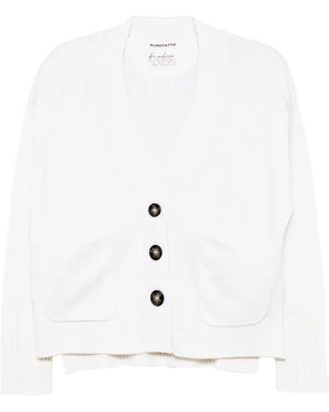 Purotatto Button-Up Patch-Pocket Cardigan - White