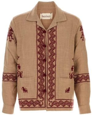 BAZISZT Tulum Embroidered Cotton Shirt - Brown