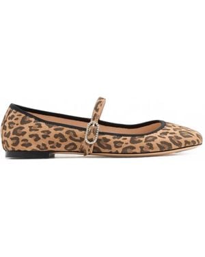 House Of Ballerinas Mary Leopard-Print Ballet Flats - White