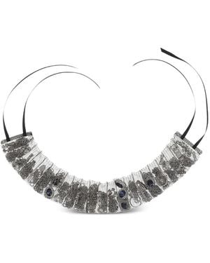 ALAINPAUL Rhinestone-Embellished Mesh Necklace - Metallic