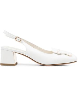 Linda Baumann Buckle-Detail Slingback Court Shoes - White