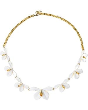 Shanghai Tang Ginger Flower Chain Necklace - White