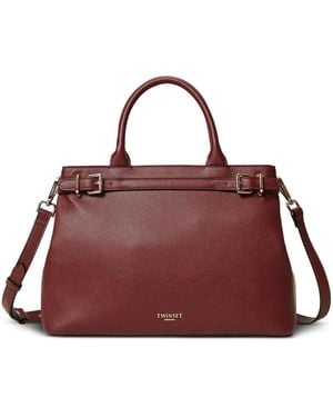 Twinset Buckle Top-Handle Tote Bag - Purple