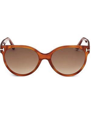 Tom Ford Tallulah Zonnebril Met Rond Montuur - Bruin