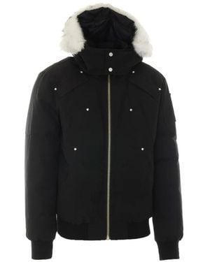 Moose Knuckles Original Ballistic Shearling-Trim Bomber Jacket - Black