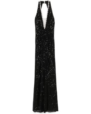 Nissa Sequinned Halterneck Maxi Dress - Black