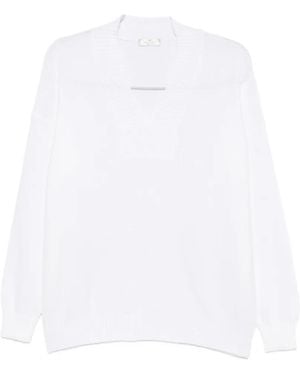 Panicale V-Neck Knitted Sweater - White