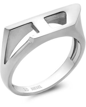 DIESEL Stainless Steel Signet Ring - White
