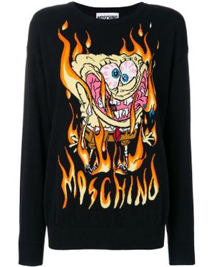 Moschino Embroidered Spongebob Jumper - Black