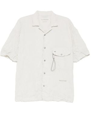 and wander Washer Pleated Short-Sleeve Shirt - White