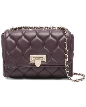 Aspinal of London Quilted Chain Satchel - Purple