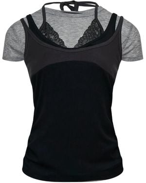 ANDERSSON BELL Layered Lace-Trim T-Shirt - Black
