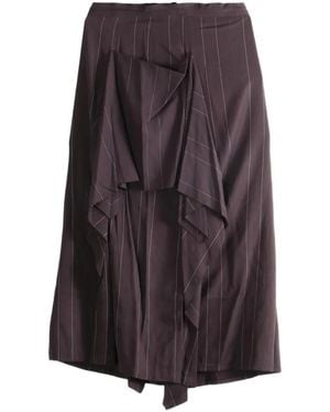 Y's Yohji Yamamoto Pinstripe Draped Trousers - Brown