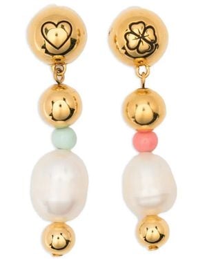 Aurelie Bidermann Boucles D'Oreilles Dysie Smiley À Perles - Metallic
