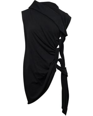 Yohji Yamamoto Braided Sleeveless Blouse - Black