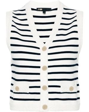 Maje Cardigan Smanicato A Righe - Blu