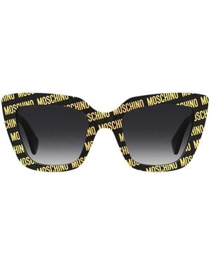 Moschino Logo-Print Cat-Eye Sunglasses - Black
