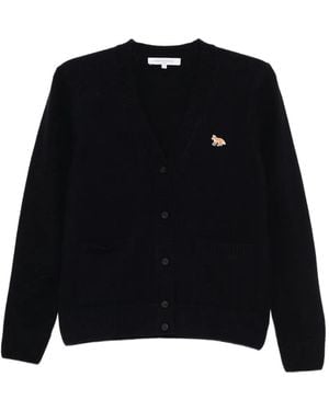 Maison Kitsuné Baby Fox Lambswool Boxy Cardigan - Black