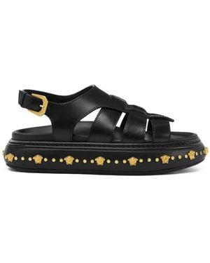 Versace Studded Stack Sandals - Black